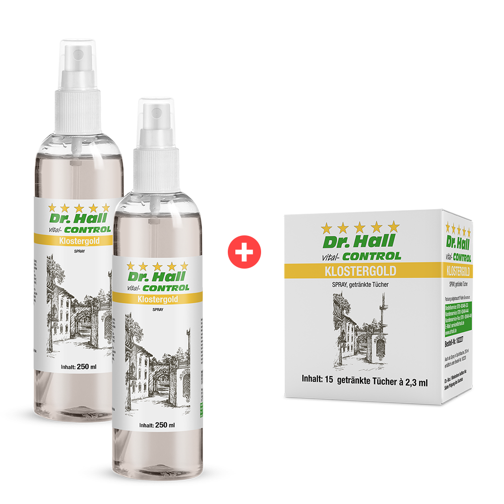 2 Klostergold Sprays mit Tücher gratis von Dr. Hall